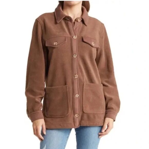 NWT Blanknyc Fleece Shacket in Brown . Size Medium - Picture 1 of 7